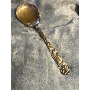 Vintage Italy Silverplate Art Nouveau Floral Serving Spoon 9.5" Ornate‎